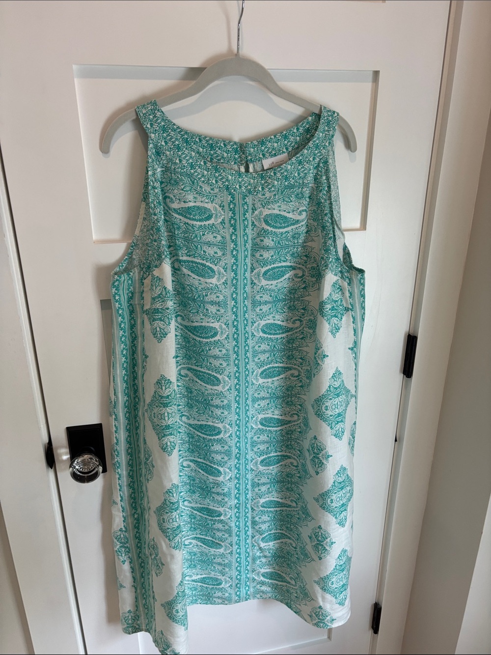 J. Jill Teal and White Paisley Midi Dress
